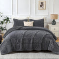 Hypoallergenic Cloud 3 Piece Fleece Queen Comforter Set - Soft & Warm Fluffy Dark Gray Sherpa Bedding , Fuzzy Heavy Double Sided Design Wi... - All-Season Down Alternative Comforter Insert - Default Title