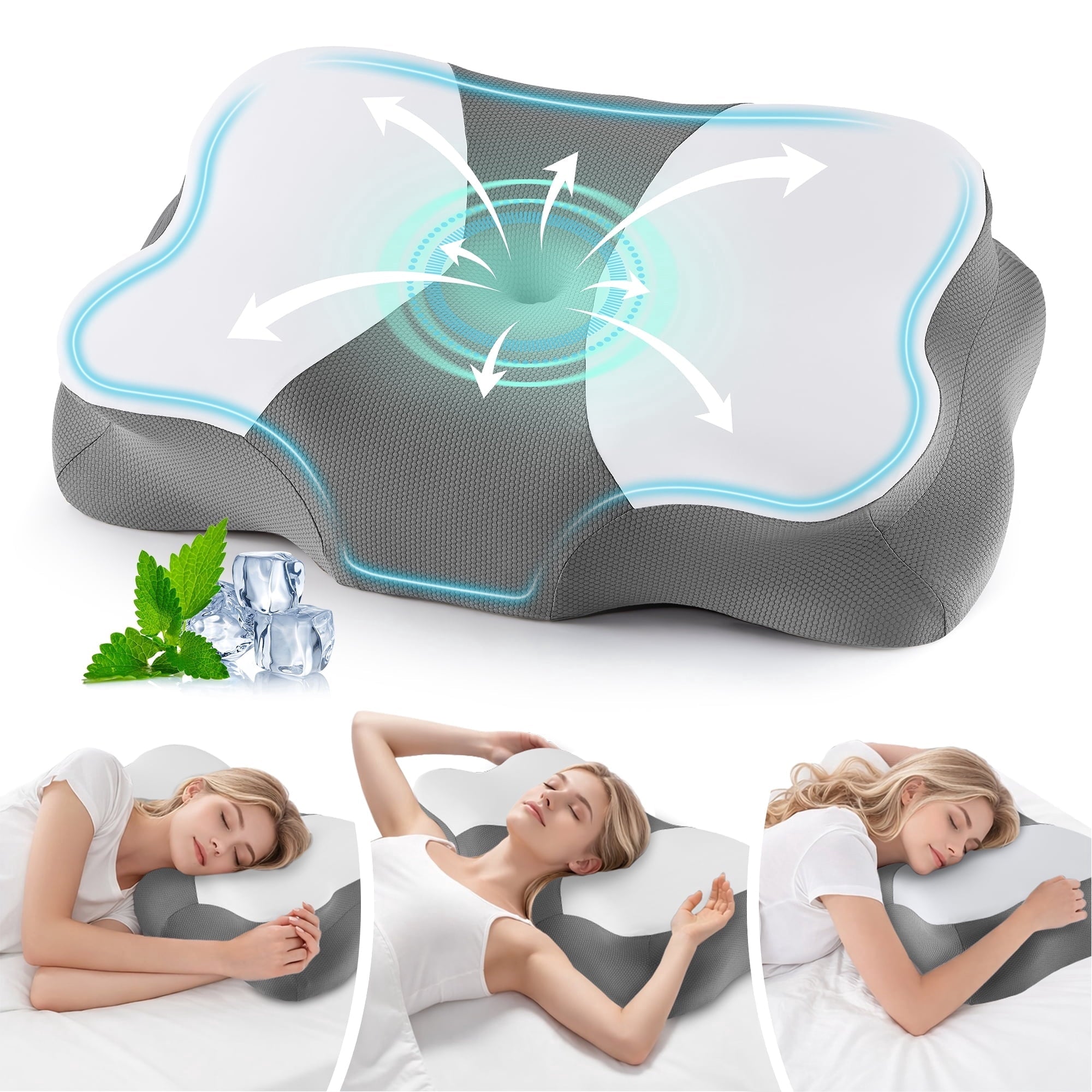 Fluffy Shredded Memory Foam Cervical Pillow for Sleeping Support - Orthopedic Bed Pillow for Neck, Shoulder Pain Relief, Adults, Side... - Decorative Throw Pillow Cushion for Sofa & Bed - Default Title