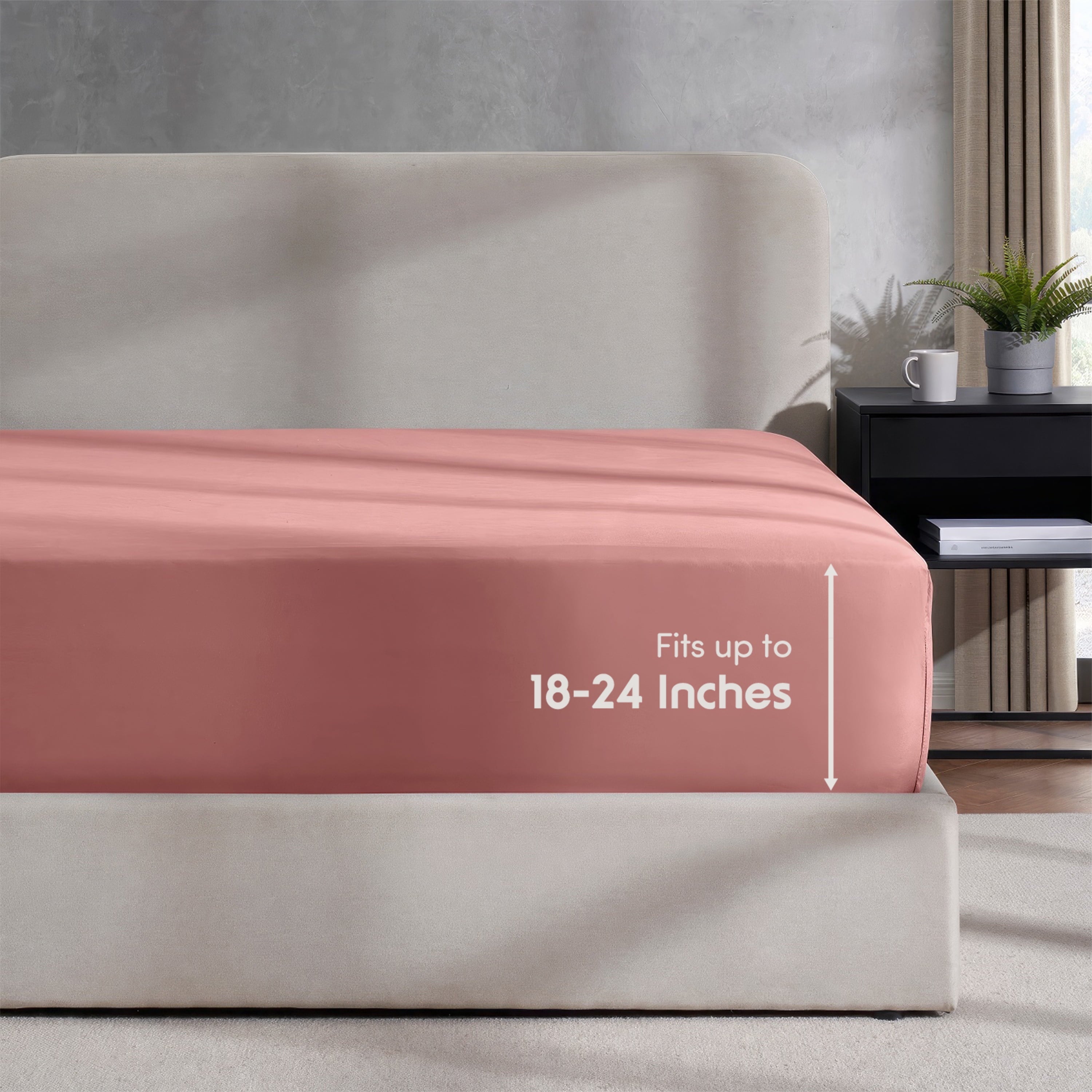 Premium Egyptian Cotton Extra Deep Pocket Twin XL Fitted Sheet Only, Fits 18" to 24" Mattress, Soft Microfiber Fitted Bed Sheet, Pink Clay - Breathable Egyptian Cotton Flat & Fitted Sheets - Default Title