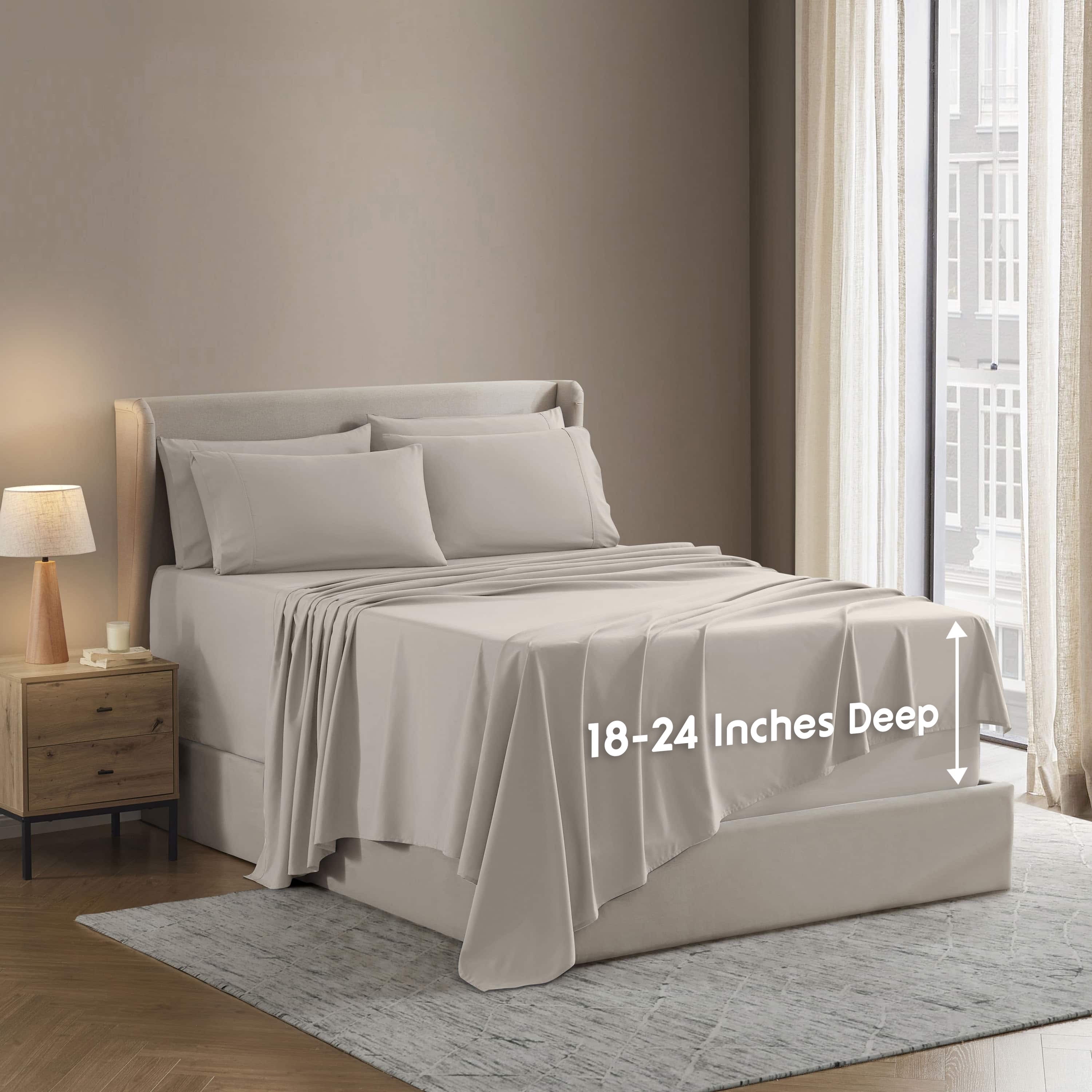 Premium Egyptian Cotton Extra Deep Pocket Queen Sheets set, Fits 18"-24" Mattress, 6 Piece Soft Microfiber Bed Sheet Sets, Linen - Luxury Bed Sheet Set with Deep Pockets - Default Title