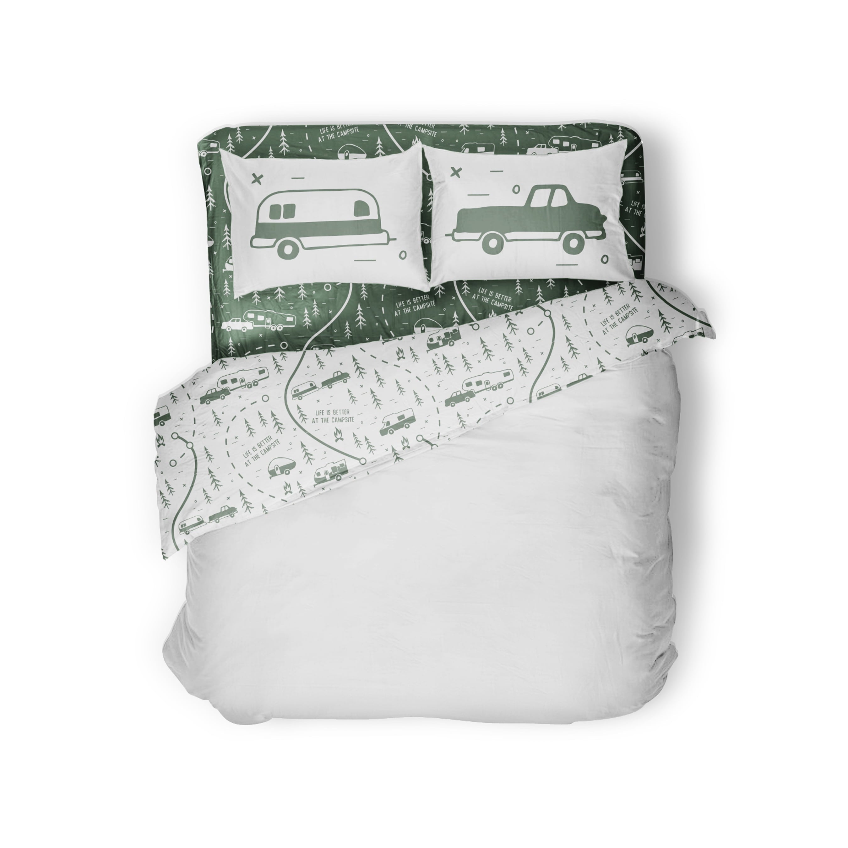 Premium Egyptian Cotton RV Queen Bed Sheet Set, Green Map, Polyester (53476) - Luxury Bed Sheet Set with Deep Pockets - Default Title