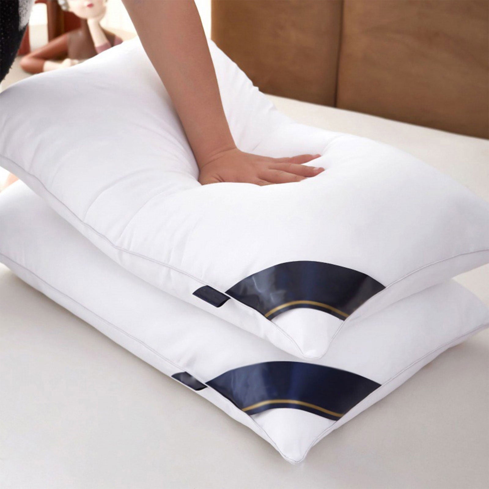 Hotel Collection 2Pcs Soft Feather Velvet Down Pillow Standard Size, Hotel-grade Feather Pillow for Sleeping, Skin-friendly Cotton Fab... - Decorative Throw Pillow Cushion for Sofa & Bed - Default Title