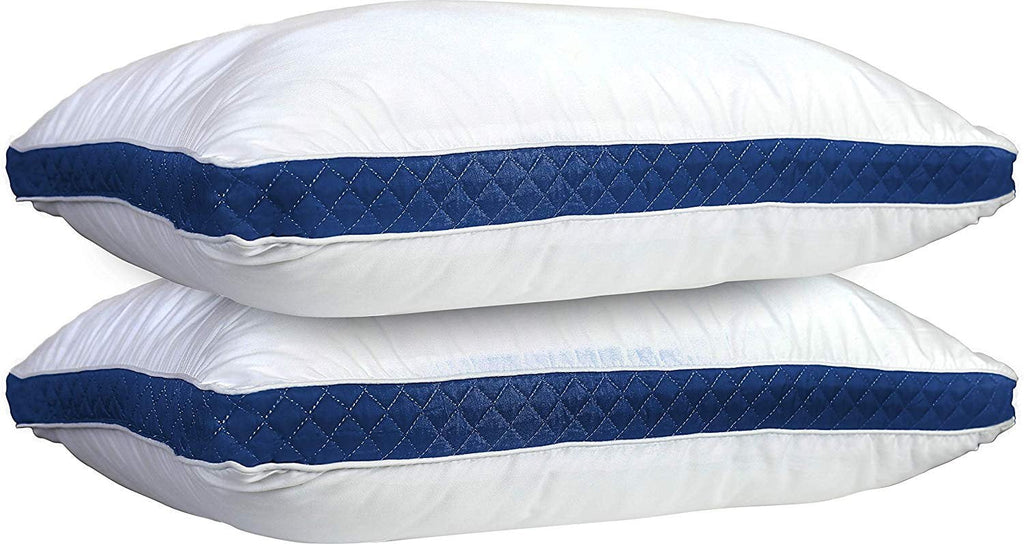 Decorative Plump Gusseted Quilted Bed Pillows - Set of 2 Premium Bed Pillows for Side Sleepers and Back Sleepers - 2 Pack (King Size, Na - Ergonomic Memory Foam Pillow for Neck Pain Support - Default Title