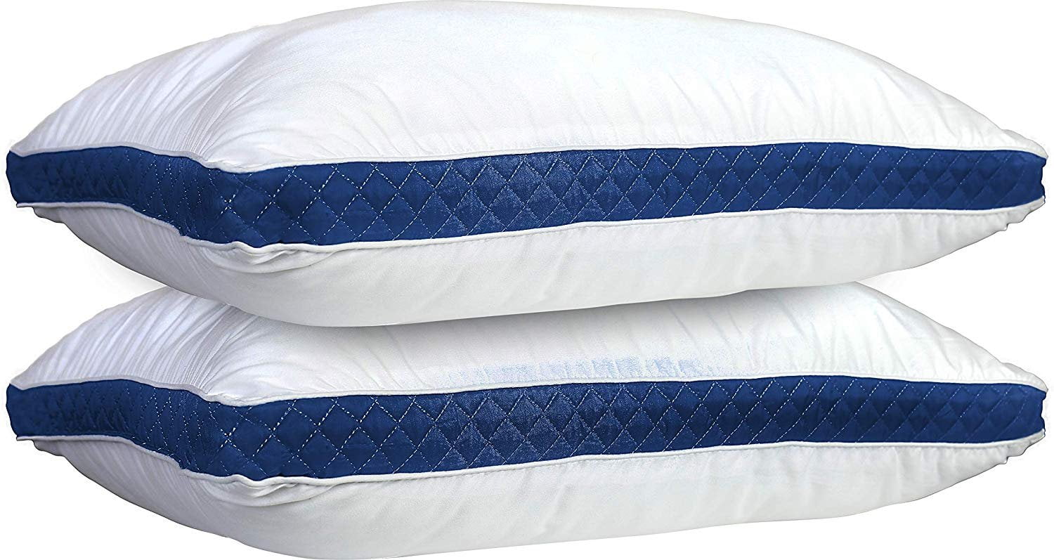 Decorative Plump Gusseted Quilted Bed Pillows - Set of 2 Premium Bed Pillows for Side Sleepers and Back Sleepers - 2 Pack (King Size, Na - Ergonomic Memory Foam Pillow for Neck Pain Support - Default Title