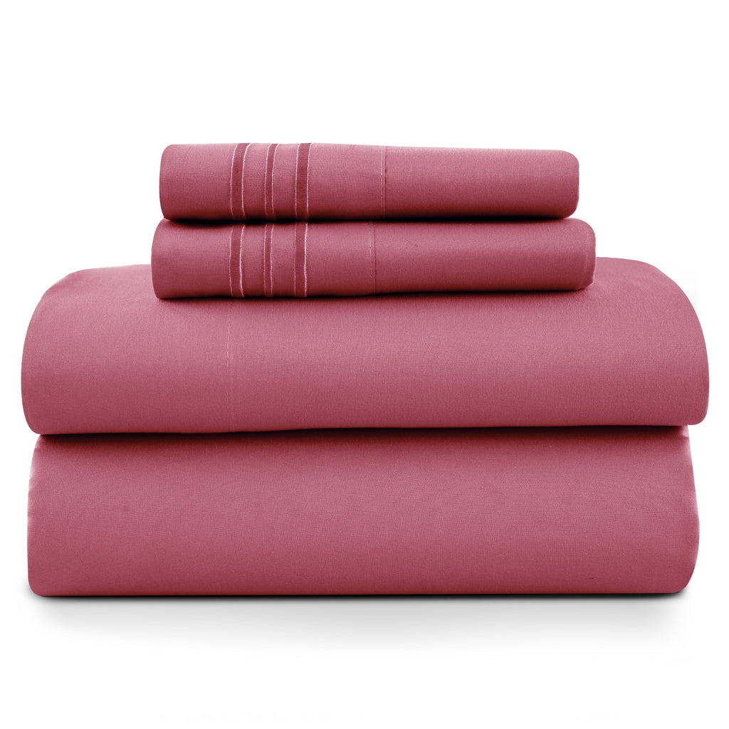 Breathable Luxury Size Sheet Set, 4-Piece Plain Soft Microfiber – Deep Pocket Bed Sheets, Includes 1 Fitted Sheet, 1 Flat Sheet, 2 Pill... - Luxury Bed Sheet Set with Deep Pockets - Default Title