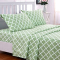 Wrinkle-Resistant Quatrefoil Bed Sheet Set (King, Sage/White) 4 Piece Deep Pocket 1800 Series Microfiber Bed Sheet Set Contains 1 Fitte... - Luxury Bed Sheet Set with Deep Pockets - Default Title