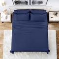Breathable Luxury Queen Bed Sheets Set, 6 Pc Microfiber Bed Sheets, Extra Deep Pocket Queen Fitted Sheet, Flat Sheet & Pillowcases, Nav... - Luxury Bed Sheet Set with Deep Pockets - Default Title