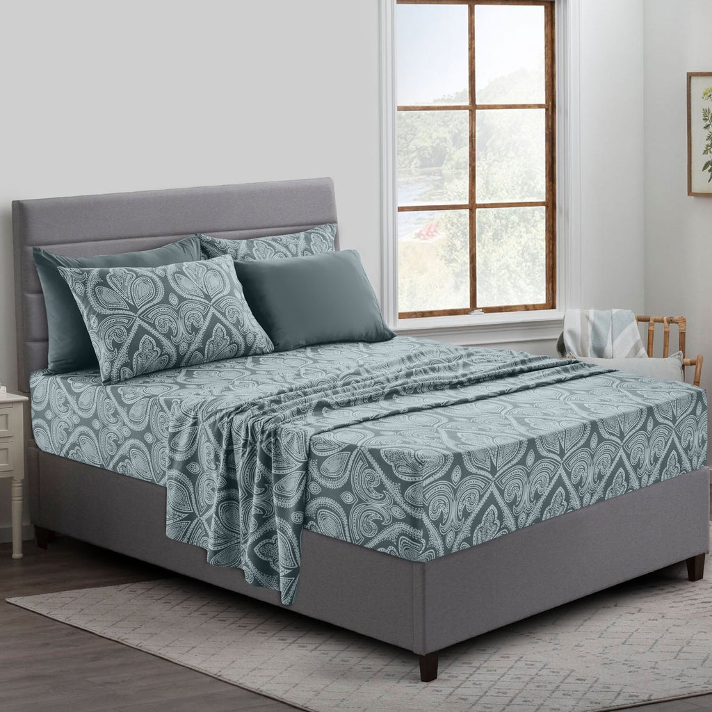 Breathable Luxury Queen Bed Sheets Set - 6 Piece Brushed Microfiber Bed Sheet - Shrinkage and Fade Resistant - (Queen, Grey) - Cooling Hotel Quality Bedding Sheets and Pillowcases - Default Title