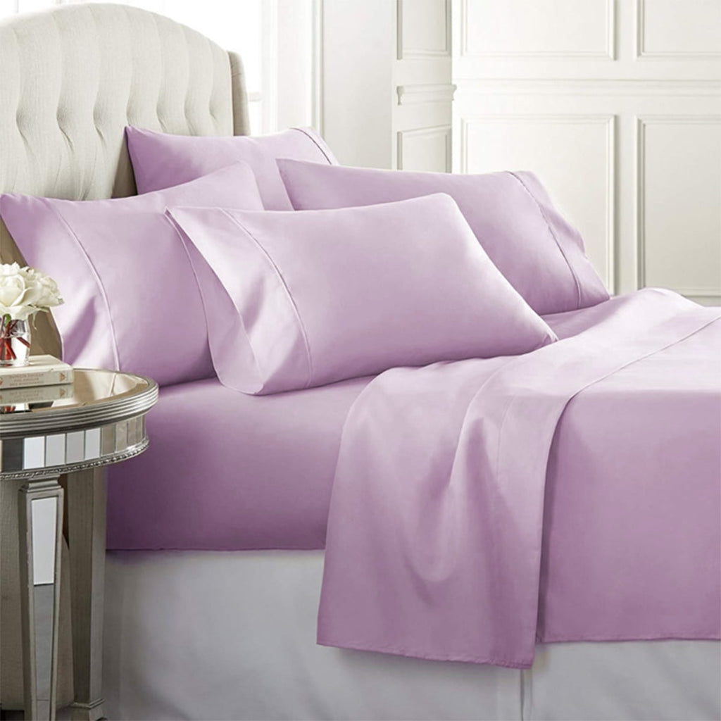 Premium Egyptian Cotton Super-Soft 1600 Series Double-Brushed 3 Pcs Bed Sheets Set (Twin, Lilac) - Breathable Egyptian Cotton Flat & Fitted Sheets - Default Title