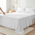 Cooling Sateen 100% Cotton Sheets For Queen Size Bed - Luxury 400 Thread Count Queen Sheet Set, 4 Piece Sateen Weave Queen White Cot... - Premium Ultra-Soft Pillowcase Pair for Sleeping - Default Title