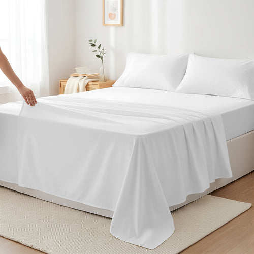 Cooling Sateen 100% Cotton Sheets For Queen Size Bed - Luxury 400 Thread Count Queen Sheet Set, 4 Piece Sateen Weave Queen White Cot... - Premium Ultra-Soft Pillowcase Pair for Sleeping - Default Title