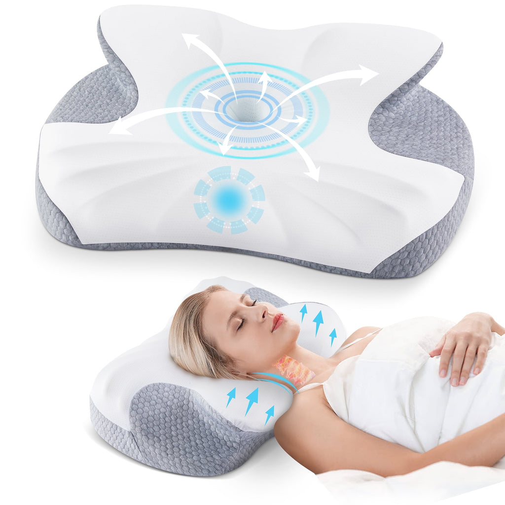 Orthopedic Support Cervical Memory Foam Pillow Neck Bed Pillow for Pain Relief Sleeping, Ergonomic Orthopedic for Side Back and Stomach ... - Hotel Quality Plush Sleeping Pillows - Default Title