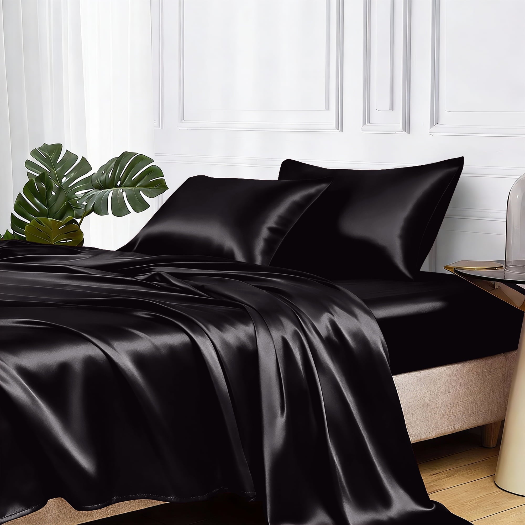 Breathable Luxury Set Queen 4 Pcs, Silky Elegant Luxurious Queen Size Bed s, with Flat , Deep Pocket Fitted for Mattress and Matching P... - Cooling Hotel Quality Bedding Sheets and Pillowcases - Default Title