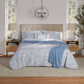 Fluffy Down Alternative Full/Queen Comforter Set, All-Season, 5-Piece, Blue Matelasse Ikat - Luxurious Quilted Duvet Cover Set - Default Title