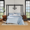 Luxurious Quilted Full/Queen Comforter Set, All-Season, 5-Piece, Blue Matelasse Tonal Stripe - Hypoallergenic Ultra-Fluffy Quilt for Winter - Default Title
