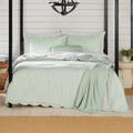 Fluffy Down Alternative Full/Queen Comforter Set, All-Season, 5-Piece, Sage Pick Stitch Scallop - Hypoallergenic Ultra-Fluffy Quilt for Winter - Default Title