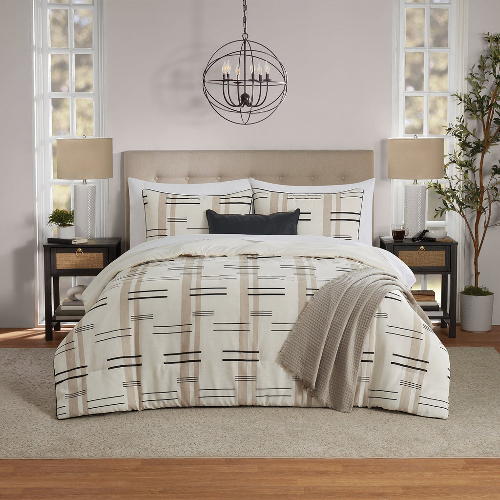 Heavyweight Warmth Full/Queen Comforter Set, All-Season, 5-Piece, Tan Modern - Cloud-Like Soft Lightweight Bed Comforter - Default Title