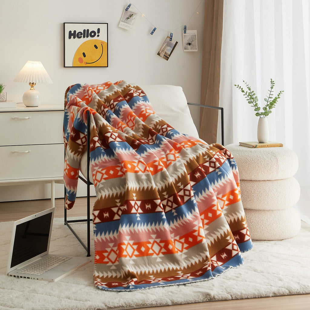 Decorative Knitted Stripe Fleece Throw - Cozy Fleece Throw Blanket for Couch & Bed - Default Title