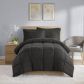Hypoallergenic Cloud All in One Down Alt Reversible Comforter and Sheet set- 5 Piece, Twin, Black - Luxurious Quilted Duvet Cover Set - Default Title
