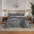 Heavyweight Warmth Full/Queen Comforter Set, All-Season, 5-Piece, Grey Jacquard Damask - Cloud-Like Soft Lightweight Bed Comforter - Default Title