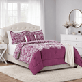 Fluffy Down Alternative 5-Piece Jacquard Comforter Set with Decor Pillow and Throw Purple Flocking Embroidery Bedding Set, Full/Queen - Hypoallergenic Ultra-Fluffy Quilt for Winter - Default Title