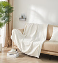 Decorative Knitted Cozy Chenille Reverse to Plush Soft Couch Throw, Vanilla Dream, Standard Size - Luxury Knitted Decorative Throw Blanket with Fringes - Default Title