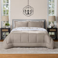 Luxurious Quilted All in One Reversible Comforter and Sheet Set- 7 Piece, Queen, Beige Palm - Luxurious Quilted Duvet Cover Set - Default Title