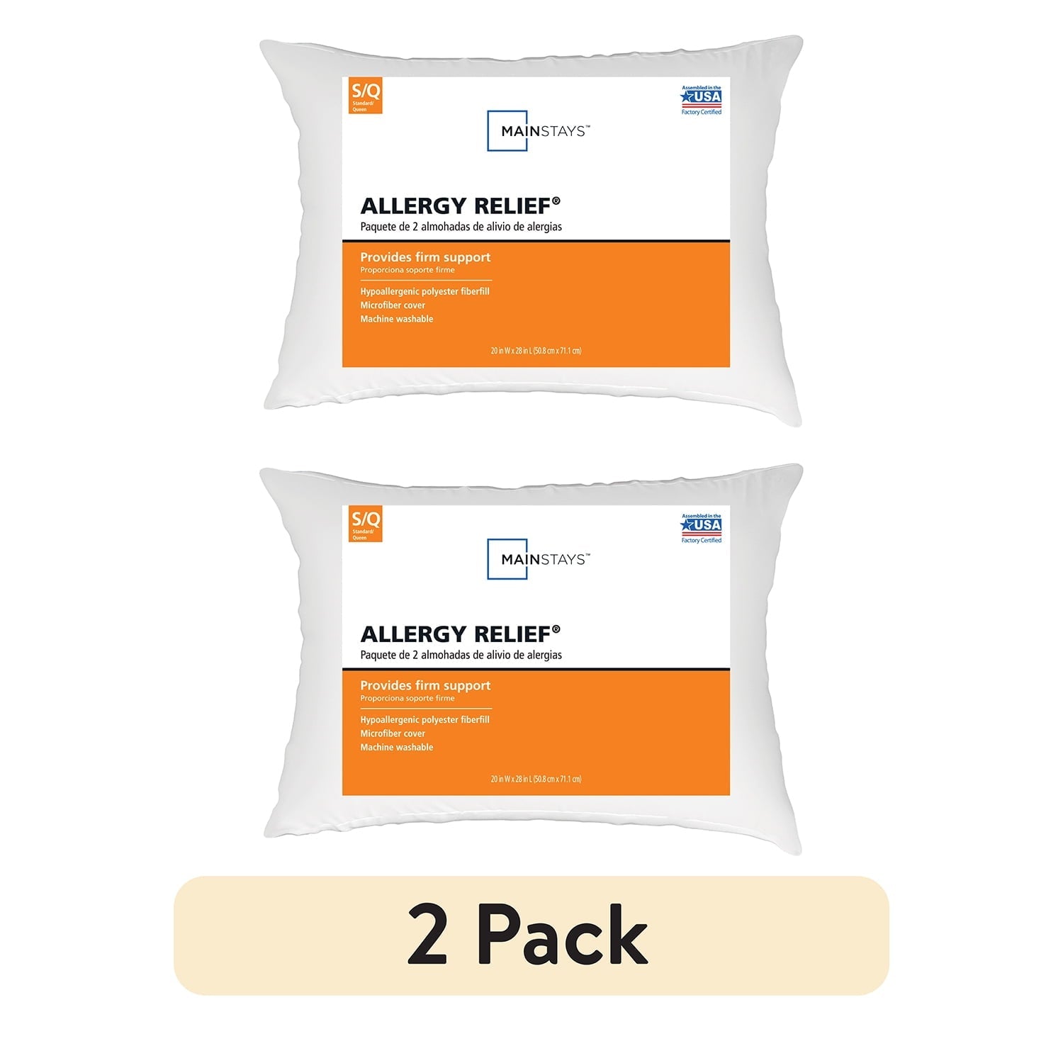 Hotel Collection Allergy Relief Bed Pillows, Standard/Queen - Firm Support, Back and Side Sleeper (2 Count) - Decorative Throw Pillow Cushion for Sofa & Bed - Default Title