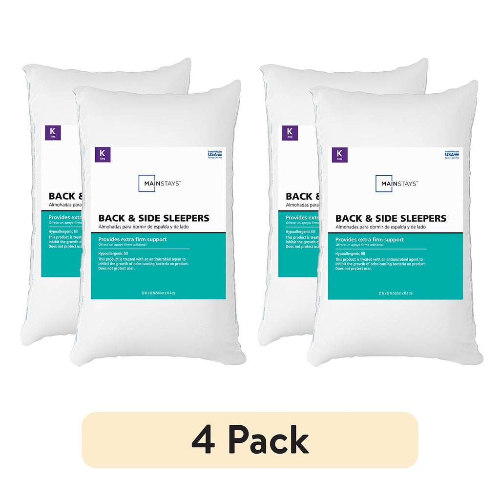 Hotel Collection Back & Side Sleeper Bed Pillow, King - Extra Firm Support (4 Pack) - Hotel Quality Plush Sleeping Pillows - Default Title