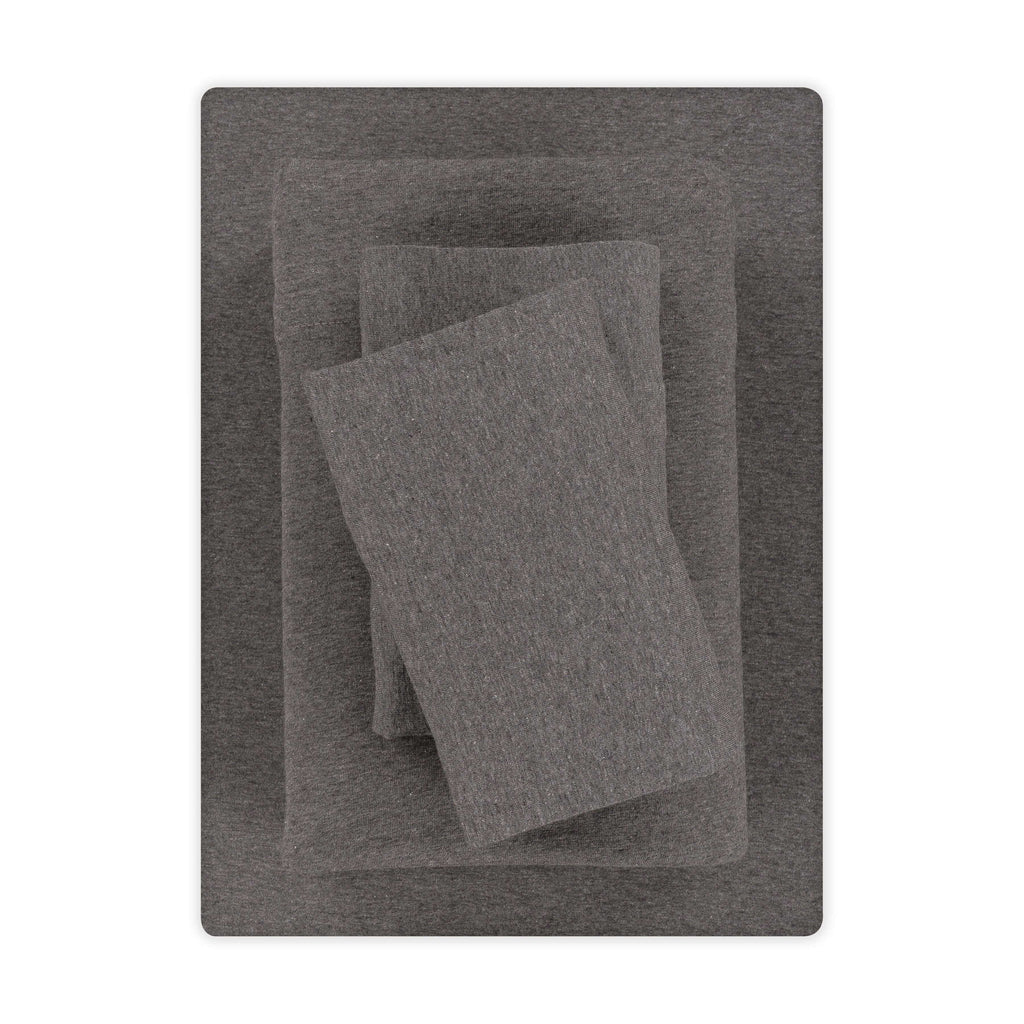 Ultra-Soft Cotton Rich Extra Soft Jersey Bed Sheet Set, Queen, Charcoal, 4 Pieces - Breathable Egyptian Cotton Flat & Fitted Sheets - Default Title