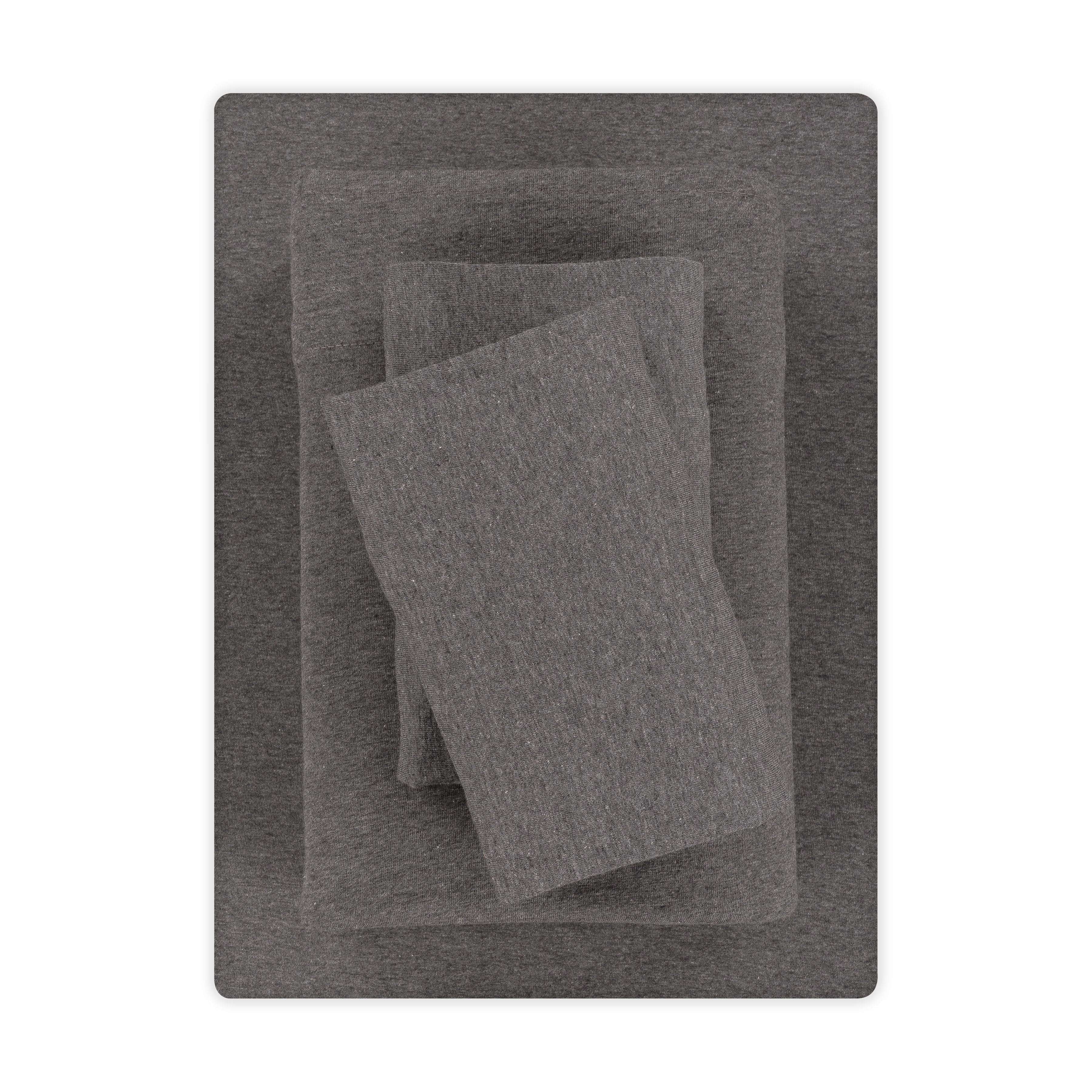 Ultra-Soft Cotton Rich Extra Soft Jersey Bed Sheet Set, Queen, Charcoal, 4 Pieces - Breathable Egyptian Cotton Flat & Fitted Sheets - Default Title