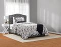 Heavyweight Warmth Floral Scallop 4-Piece White/Black Comforter Set, Twin/Twin XL - Hypoallergenic Ultra-Fluffy Quilt for Winter - Default Title