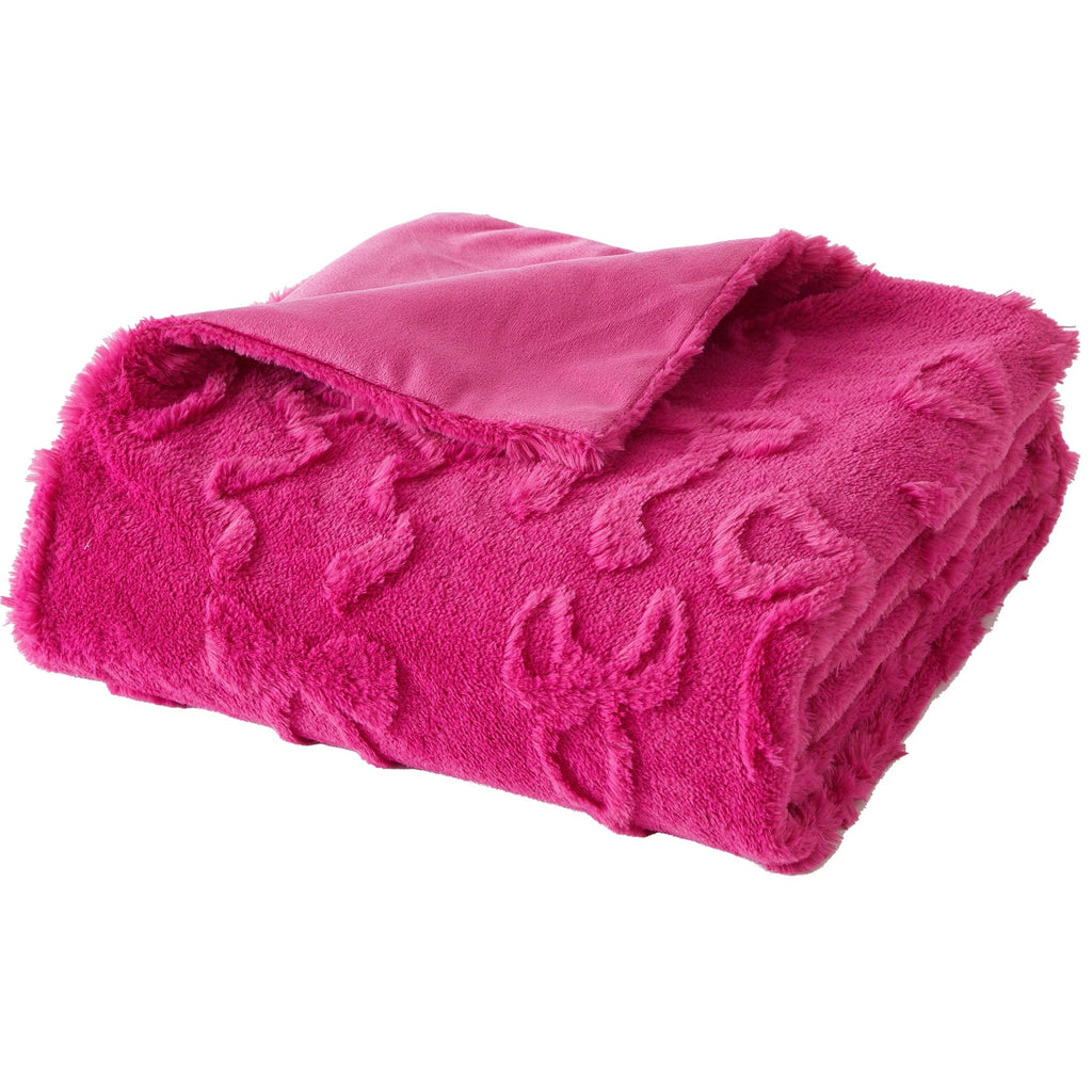Lightweight Warm Gen Z 50" x 60"Carved Bow Faux Fur Throw - Cozy Fleece Throw Blanket for Couch & Bed - Default Title
