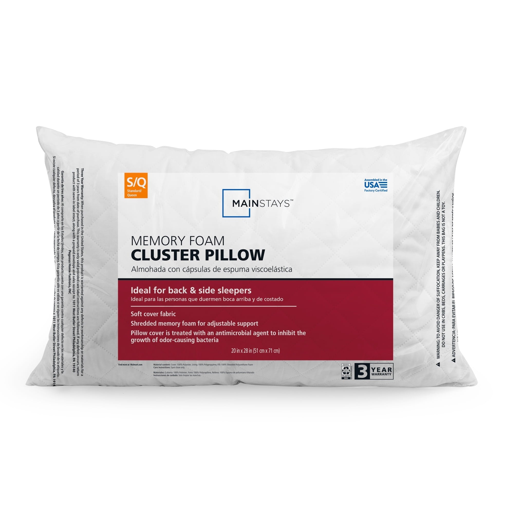 Ergonomic Memory Foam Memory Foam Cluster Bed Pillow, Standard Queen - Hotel Quality Plush Sleeping Pillows - Default Title