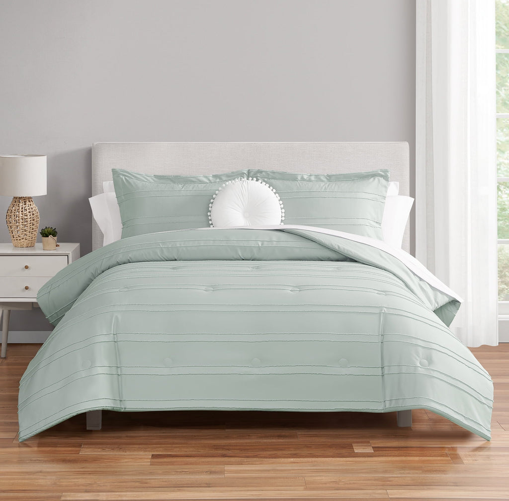 Fluffy Down Alternative Mint 10 Piece Bed in a Bag Comforter Set with Sheets, Queen - Hypoallergenic Ultra-Fluffy Quilt for Winter - Default Title