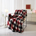 Decorative Knitted Cozy Plush Throw Blanket, Red Plaid 50" x 60" All Ages - Lightweight Plush Warm Blanket for All Seasons - Default Title