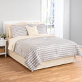 Fluffy Down Alternative Soft Touch Bed in a Bag 11-Piece Reversible Tan & Black Striped Comforter Set with Sheets, Queen - All-Season Down Alternative Comforter Insert - Default Title