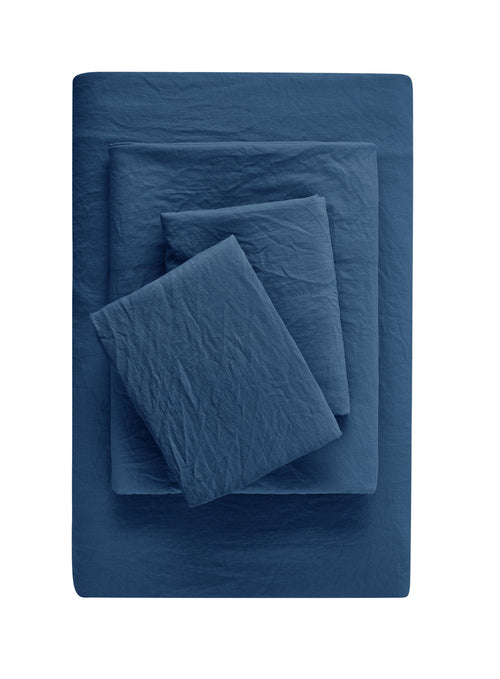 Cooling Sateen Ultra Soft Microfiber Bed Sheet Set, Twin-XL, Indigo, 3 Piece - Breathable Egyptian Cotton Flat & Fitted Sheets - Default Title