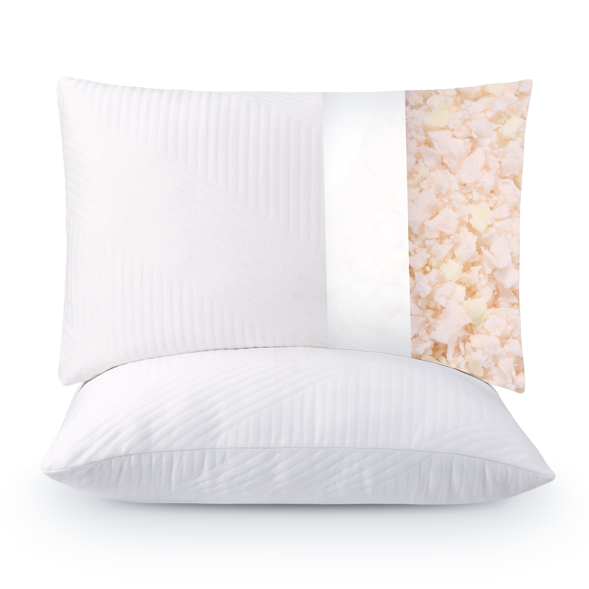 Ergonomic Memory Foam Shredded Memory Foam Pillow 2 Pack Pillow for Bed, Side, Back and Stomach Sleepers, CertiPUR-US Certified 28"x20" - Ergonomic Memory Foam Pillow for Neck Pain Support - Default Title