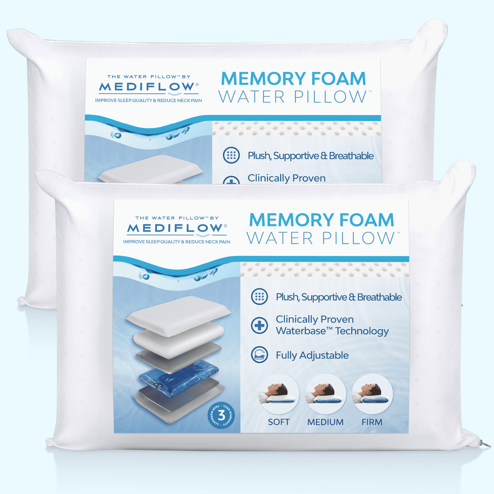 Hotel Collection Memory Foam Water Pillow - Adjustable Pillow for Neck Pain Relief, Pillow for Side, Back, and Stomach Sleepers, The O... - Decorative Throw Pillow Cushion for Sofa & Bed - Default Title