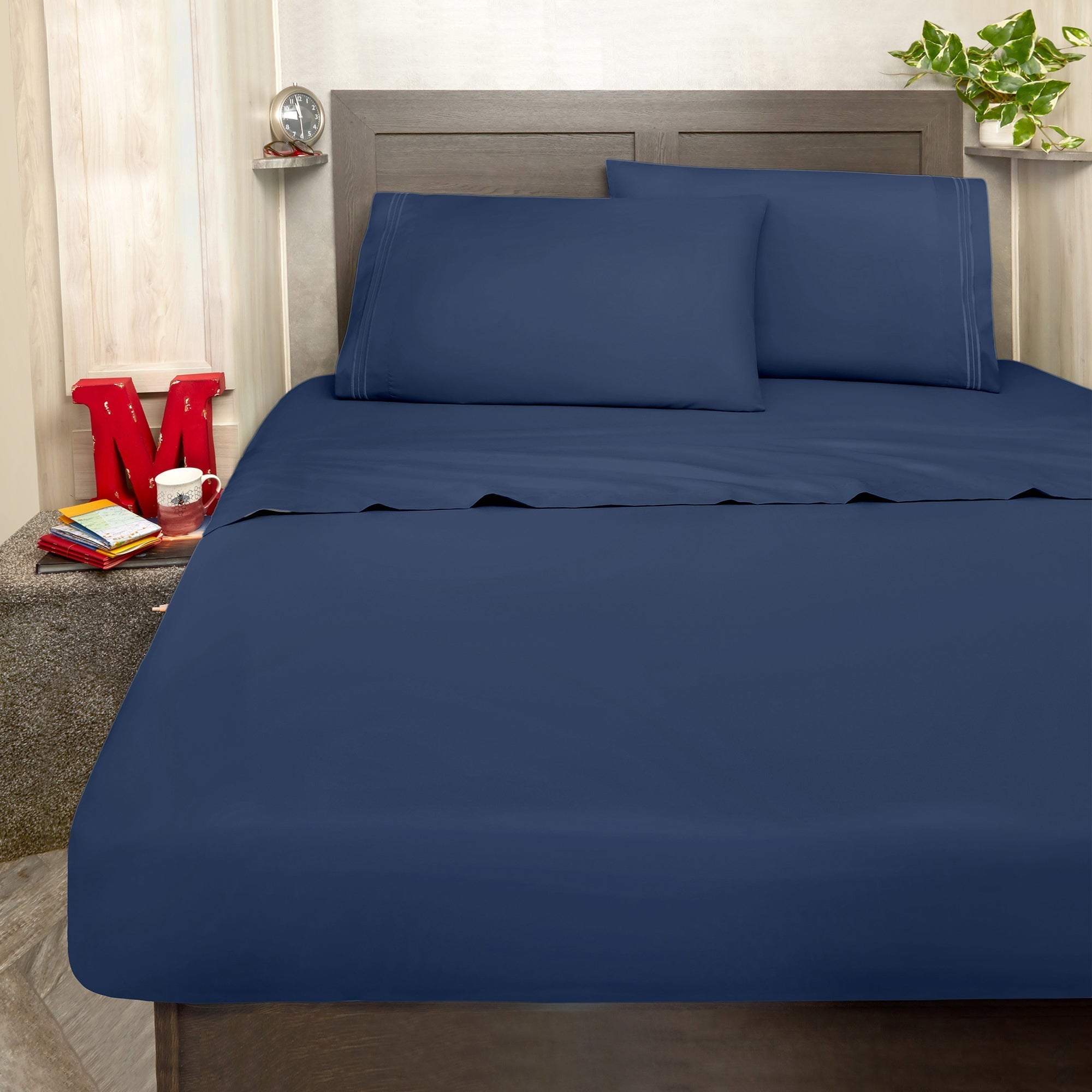 Breathable Luxury RV Sheets Queen Size Bed Set, Microfiber RV Bunk Bed Sheets, Short Queen, Navy Blue - Premium Ultra-Soft Pillowcase Pair for Sleeping - Default Title