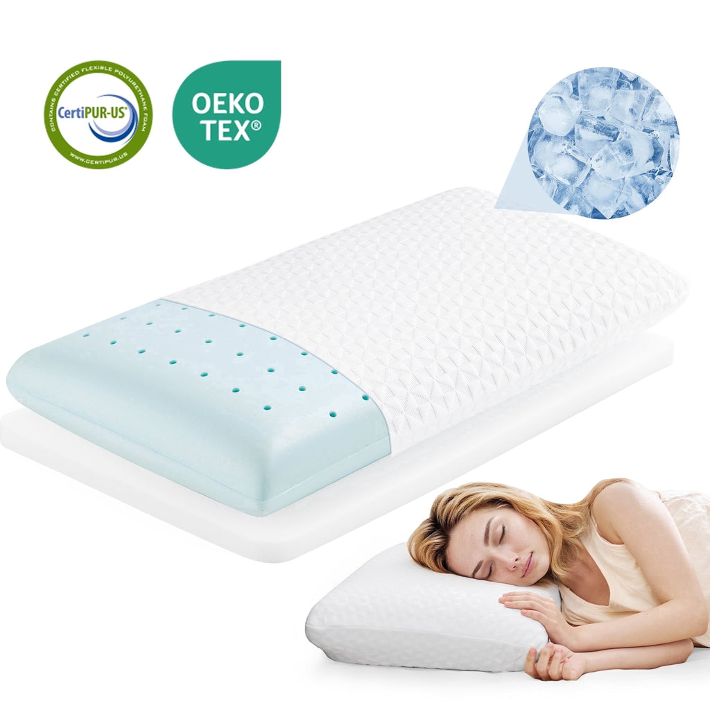 Hotel Collection Gel Memory Foam Pillow for Bed, Adjustable Height Bed Pillow with 0.8" Removable Insert, Ergonomic Neck Support for S... - Ergonomic Memory Foam Pillow for Neck Pain Support - Default Title