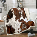 Reversible Sherpa Milk Cow Print Throw Blanket for Bed Chair,Black Brown Cowhide Fleece Blanket 50"x60",Farmhouse Rustic Animal Skin We... - Luxury Knitted Decorative Throw Blanket with Fringes - Default Title