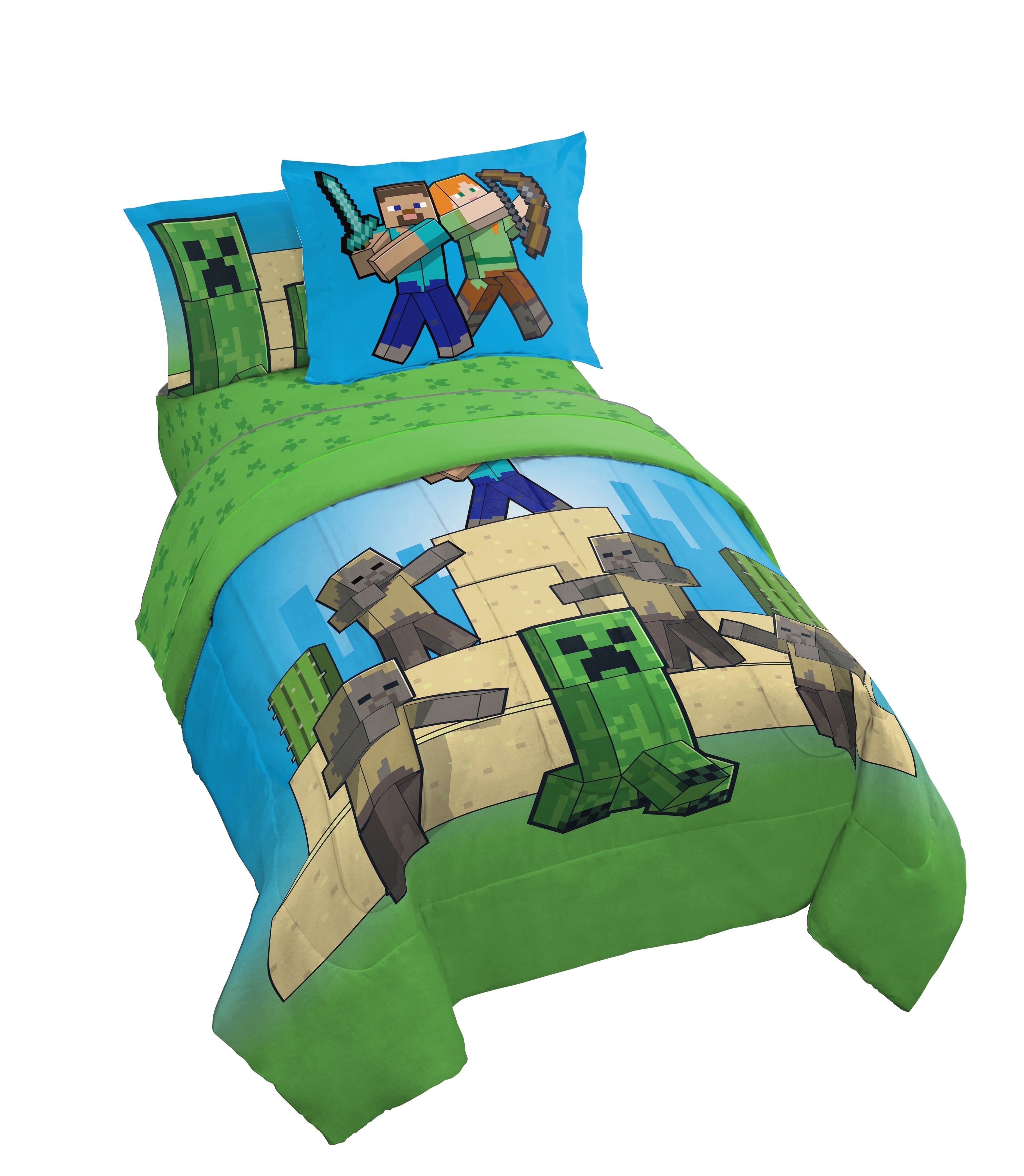 Fluffy Down Alternative Desert Mob Action 5 Piece Twin Size Kids Comforter Set with Sham - Gaming Bed Sets for Kids and Teens - Luxurious Quilted Duvet Cover Set - Default Title