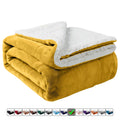 Lightweight Warm Moonlight20015 Sherpa Blanket Fluffy Plush Couch & Travel Blanket Reversible Throw Size Ochre Color - Luxury Knitted Decorative Throw Blanket with Fringes - Default Title
