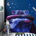 Fluffy Down Alternative Galaxy Bedding Sets Outer Space Comforter 3D Printed Space Quilt Set Full Size for Kids Blue - All-Season Down Alternative Comforter Insert - Default Title