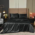 Premium Egyptian Cotton Satin Sheets Full Black Luxury Silky Bed Sheets 1800 Microfiber Sheet Set 4 Pcs - Cooling Hotel Quality Bedding Sheets and Pillowcases - Default Title