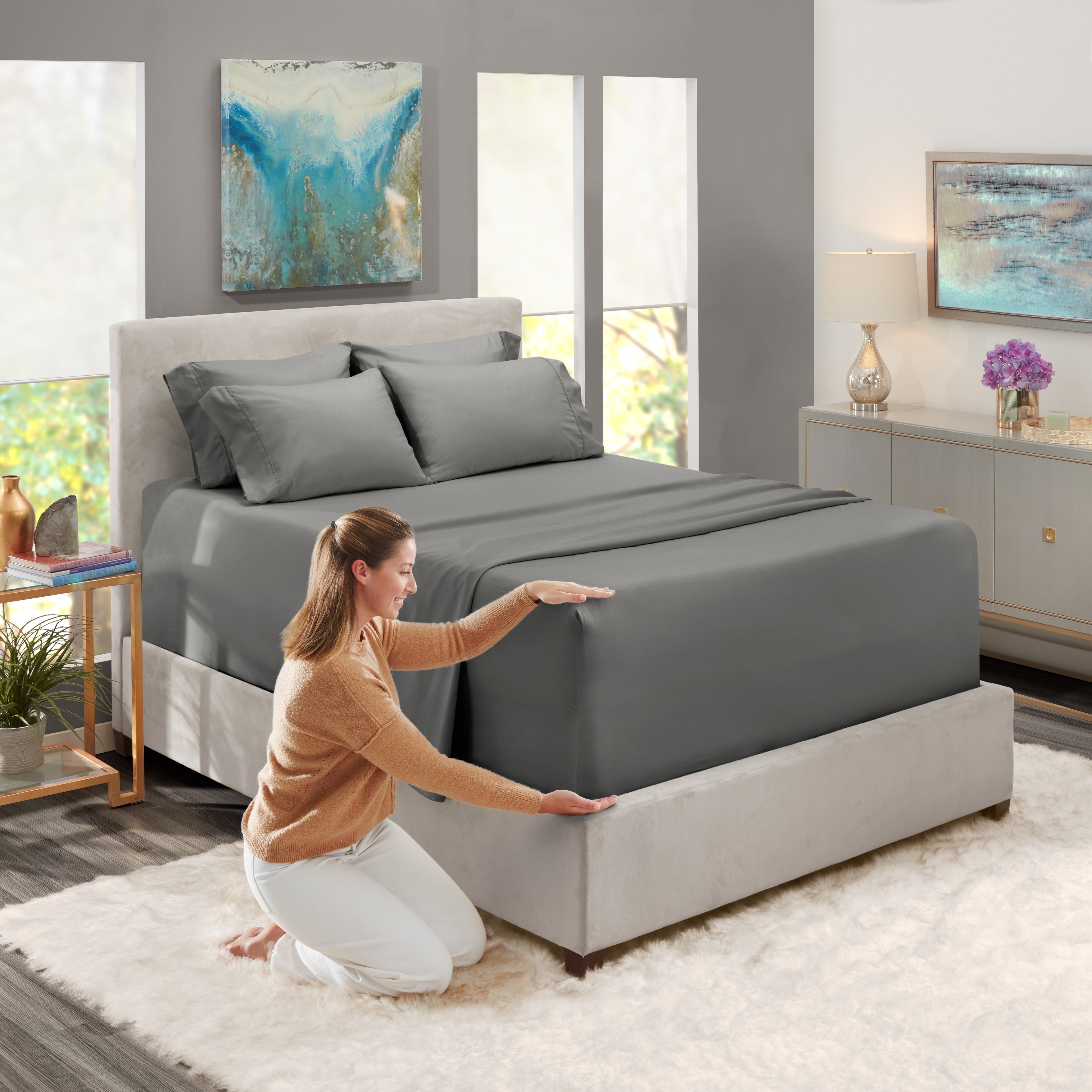 Wrinkle-Resistant Queen Sheets Set, 1800 Series Extra Deep Pocket Sheets Queen Soft Microfiber Bed Sheets, 4 Piece Queen Sheet sets - Luxury Bed Sheet Set with Deep Pockets - Default Title