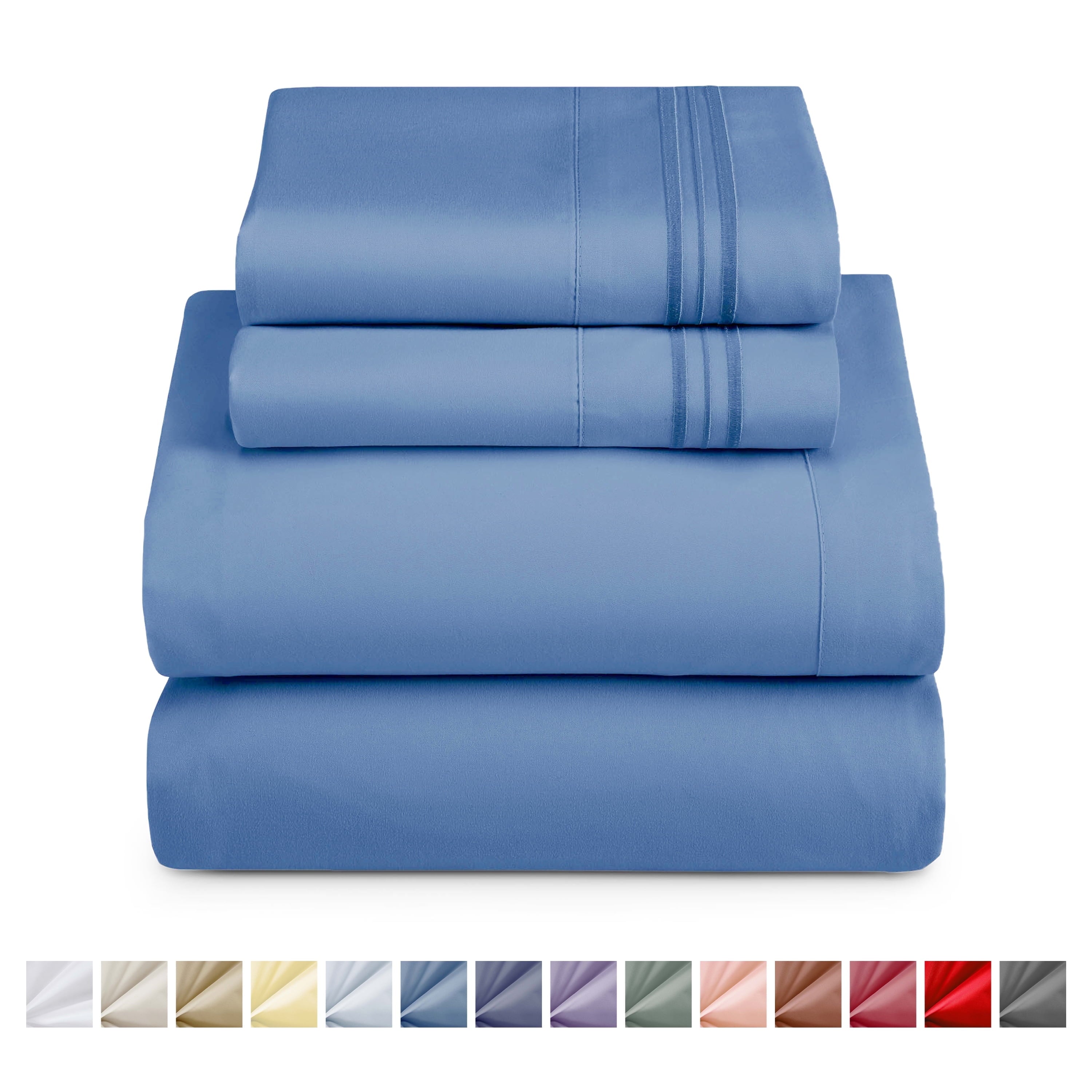 Breathable Luxury Split King Sheet Sets, Deep Pocket 5 Piece, Luxury Soft Microfiber Bed Sheet Sets, BLUE HEAVEN - Breathable Egyptian Cotton Flat & Fitted Sheets - Default Title