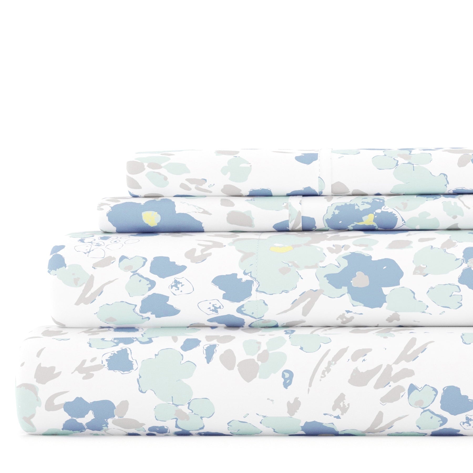 Breathable Luxury 4 Piece Pattern Microfiber Bed Sheets Set, Light Blue Violets, Full - Luxury Bed Sheet Set with Deep Pockets - Default Title